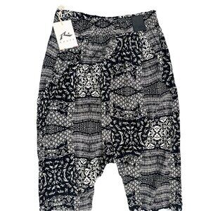 Rusty White Black Printed Casual Lightweight Grage Pants Size M